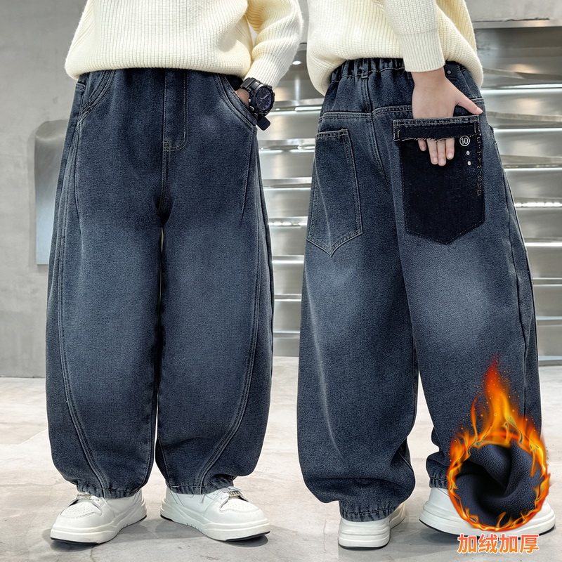 Corduroy Pant Warm - Kids Retro Thermal Jeans Sweatpants Teenage
