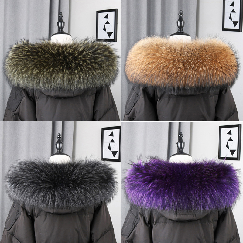 Shawl Wrap Winter - 100% Real Fur Collar Coat Winter