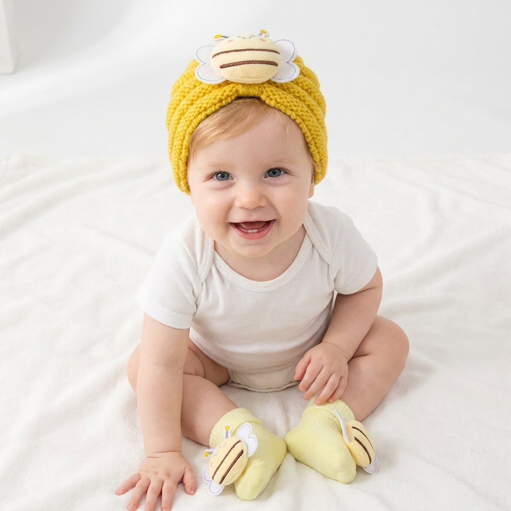 Knit Beanie Hat Warm - 2Pcs/Set Baby Knitted Turban Hat and