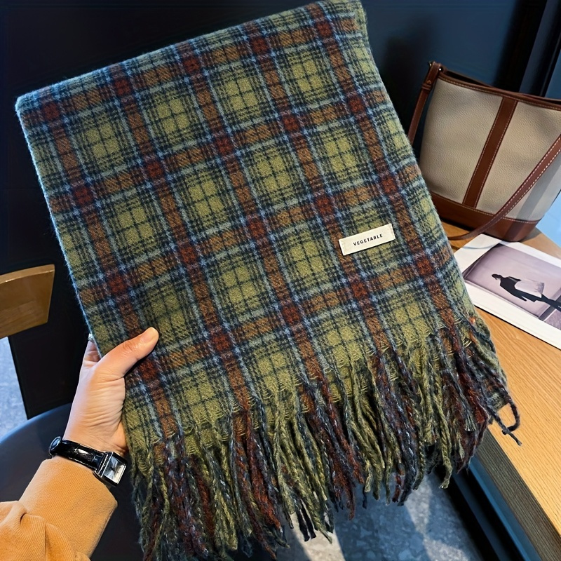 Vintage Green Plaid Tassel Sca – обзор и цена Wool Scarf Men