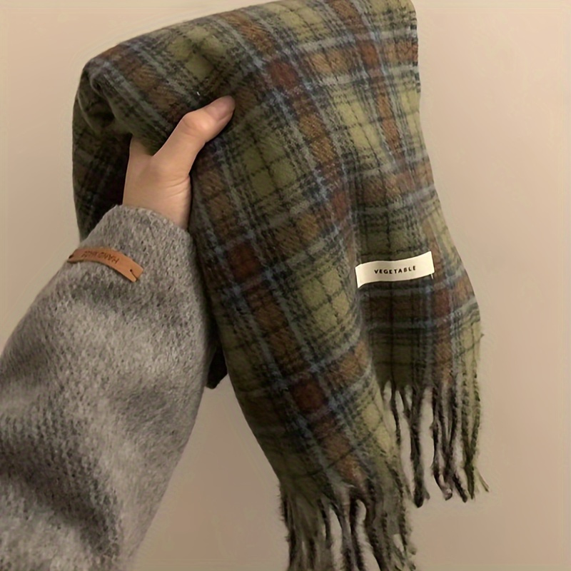 Vintage Green Plaid Tassel Sca – обзор и цена Wool Scarf Men
