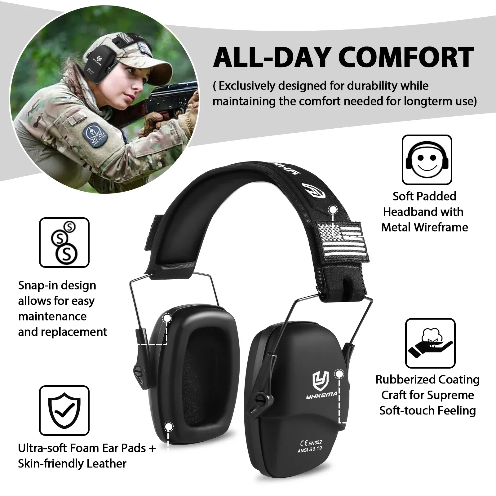 YHKEMA Safety Earmuffs for Sho – обзор и цена Earmuffs Foldable