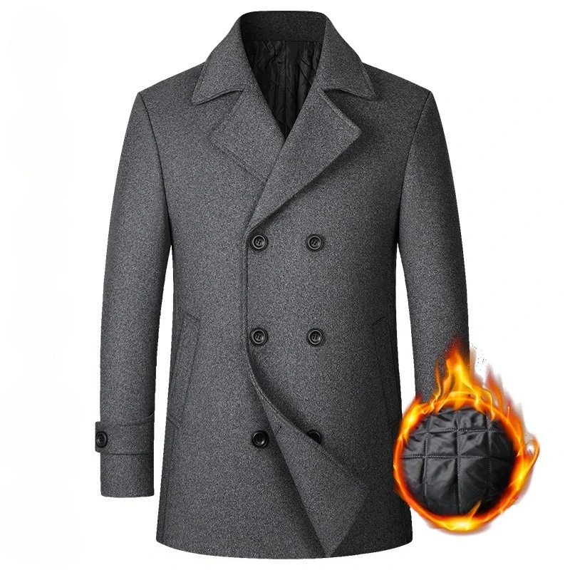 2026 Men's Double Breasted Woo – обзор и цена Wool Coat Peacoat