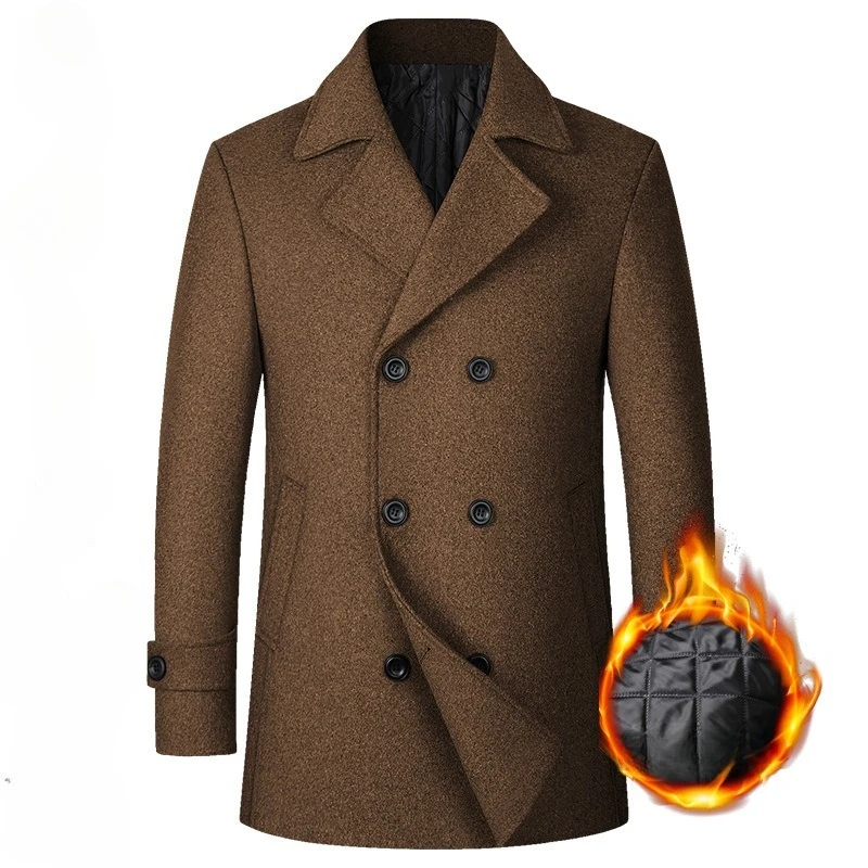 2026 Men's Double Breasted Woo – обзор и цена Wool Coat Peacoat