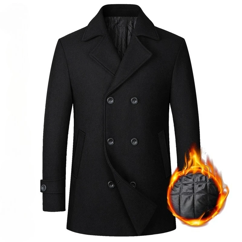 2026 Men's Double Breasted Woo – обзор и цена Wool Coat Peacoat