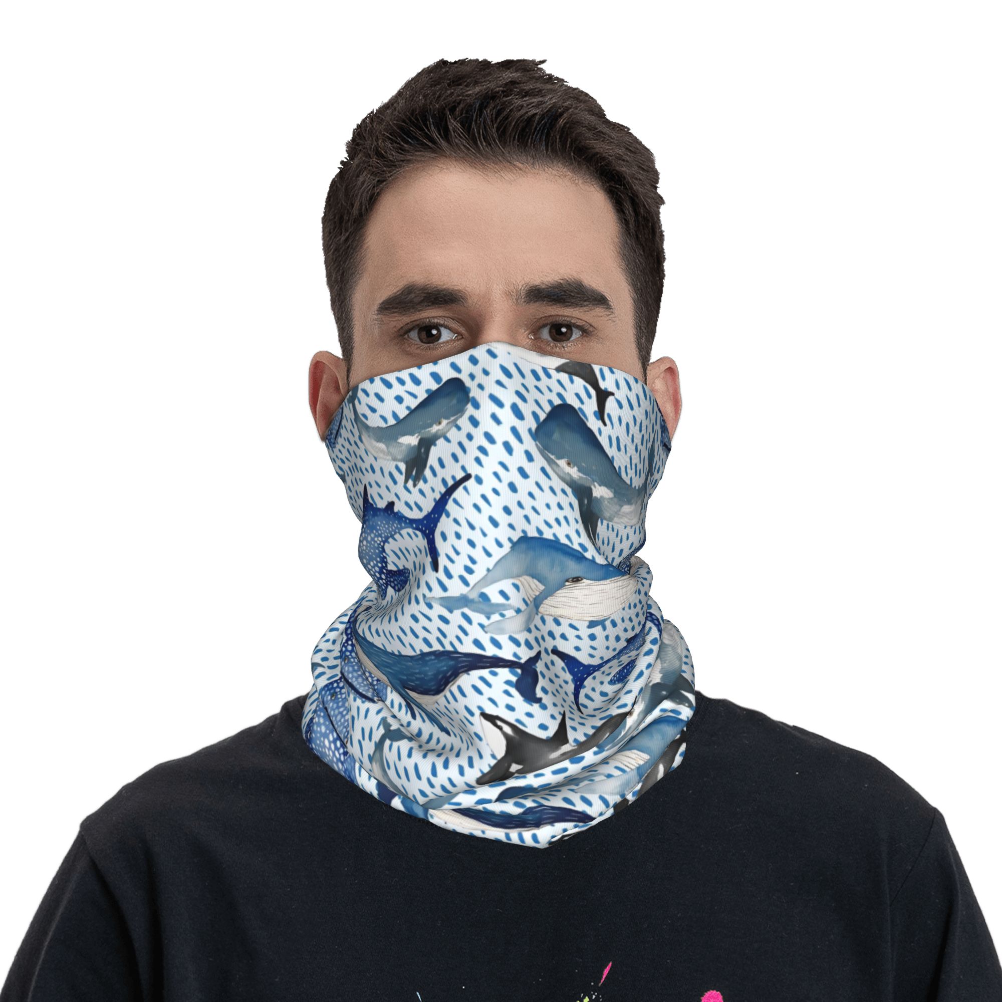 Custom Blue Watercolour Shark  – обзор и цена Neck Gaiter Fleece
