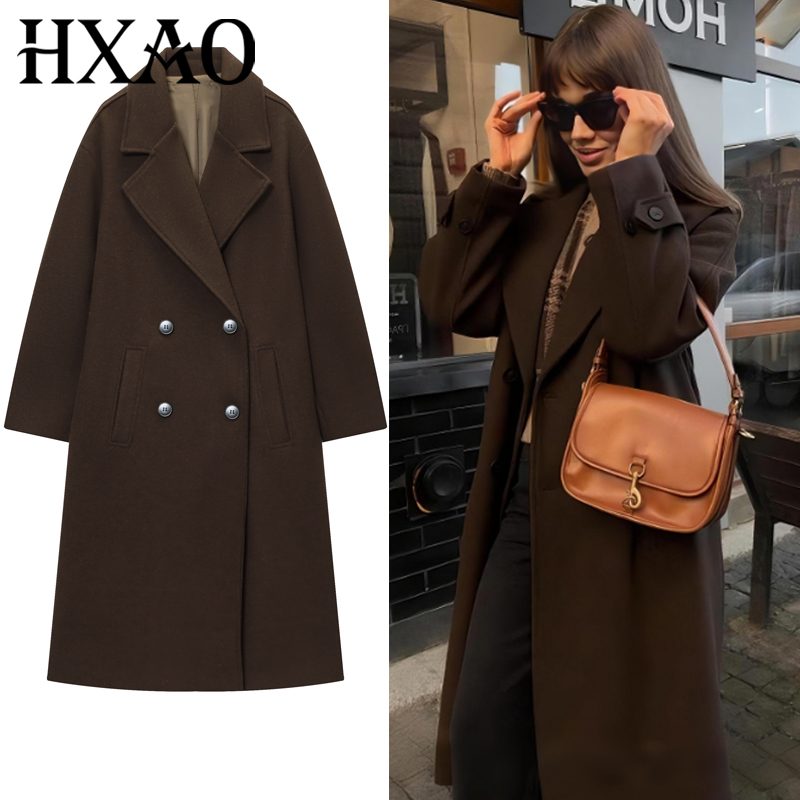 HXAO Women's Coat Brown Tweed  – обзор и цена Wool Coat Peacoat
