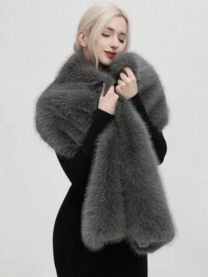 Fashion Luxury Faux Fox Fur Sh – обзор и цена Shawl Wrap Winter